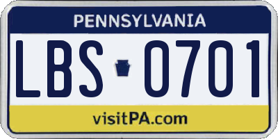 PA license plate LBS0701