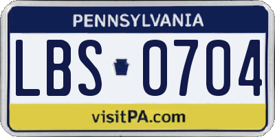 PA license plate LBS0704