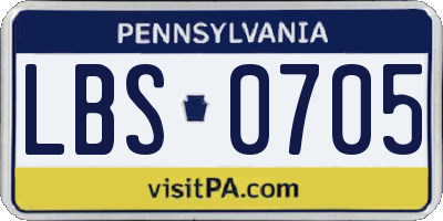 PA license plate LBS0705
