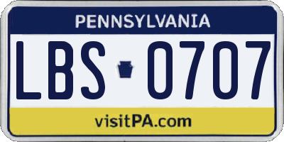 PA license plate LBS0707