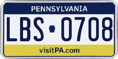 PA license plate LBS0708