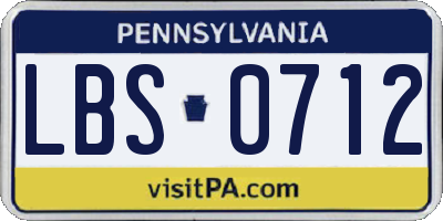 PA license plate LBS0712