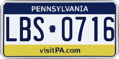 PA license plate LBS0716