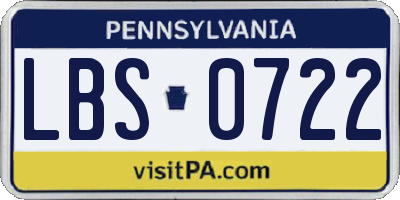 PA license plate LBS0722