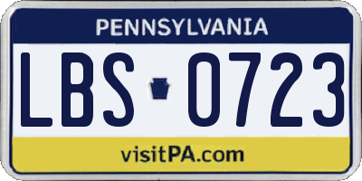 PA license plate LBS0723