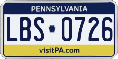 PA license plate LBS0726