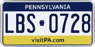 PA license plate LBS0728