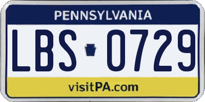 PA license plate LBS0729