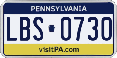 PA license plate LBS0730