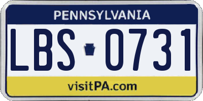PA license plate LBS0731