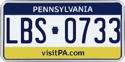 PA license plate LBS0733