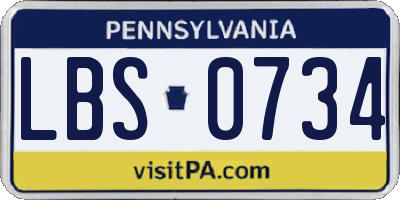 PA license plate LBS0734