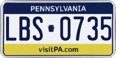 PA license plate LBS0735