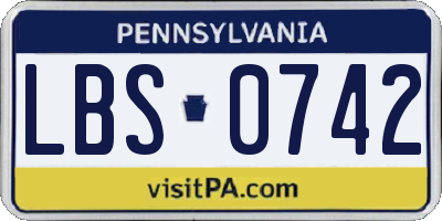 PA license plate LBS0742
