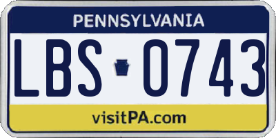 PA license plate LBS0743