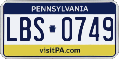 PA license plate LBS0749