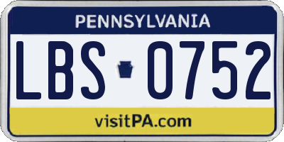 PA license plate LBS0752