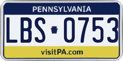 PA license plate LBS0753