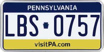 PA license plate LBS0757