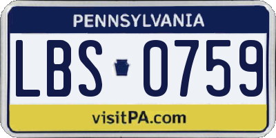 PA license plate LBS0759