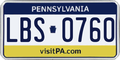 PA license plate LBS0760