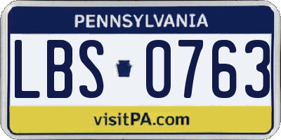 PA license plate LBS0763