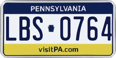 PA license plate LBS0764