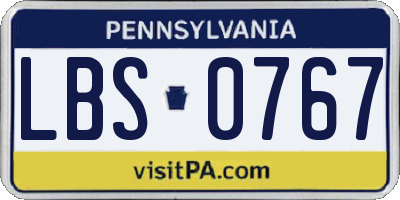 PA license plate LBS0767