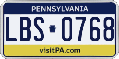 PA license plate LBS0768