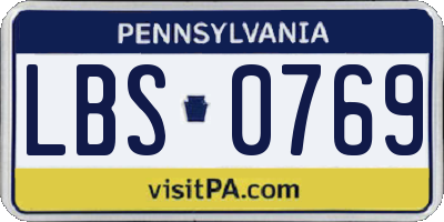 PA license plate LBS0769