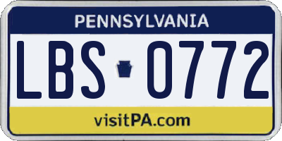 PA license plate LBS0772