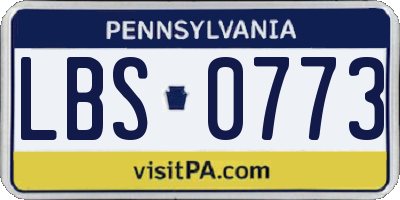 PA license plate LBS0773
