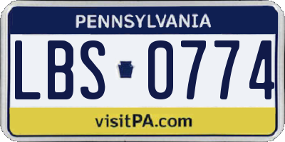 PA license plate LBS0774