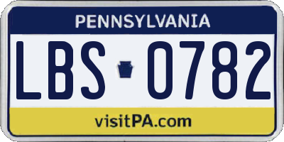 PA license plate LBS0782