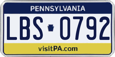 PA license plate LBS0792
