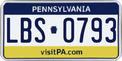 PA license plate LBS0793