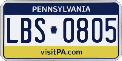 PA license plate LBS0805