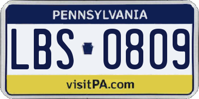 PA license plate LBS0809