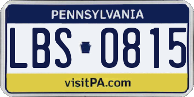 PA license plate LBS0815