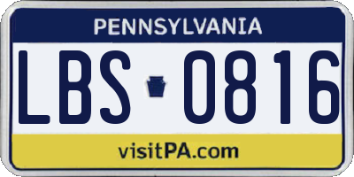 PA license plate LBS0816