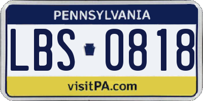 PA license plate LBS0818