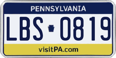 PA license plate LBS0819