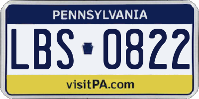 PA license plate LBS0822