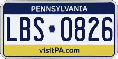 PA license plate LBS0826