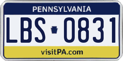 PA license plate LBS0831