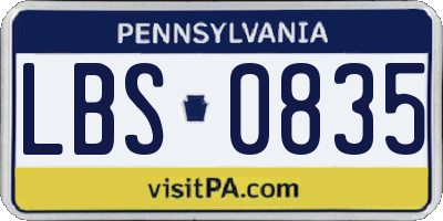 PA license plate LBS0835