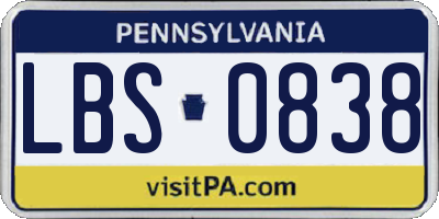PA license plate LBS0838