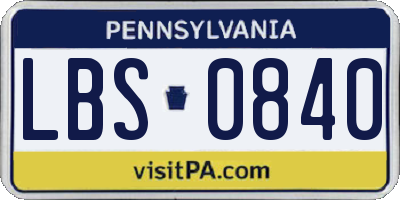 PA license plate LBS0840
