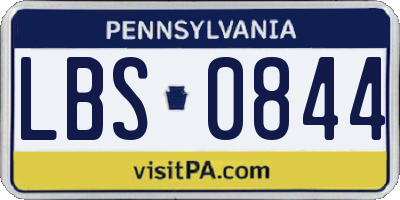 PA license plate LBS0844