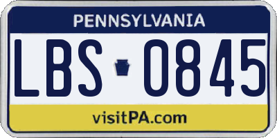 PA license plate LBS0845